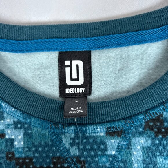 Ideology Boys L Sweatshirt Pixelated Camo Pullover Active Blue Black Warm NWT - Picture 3 of 8